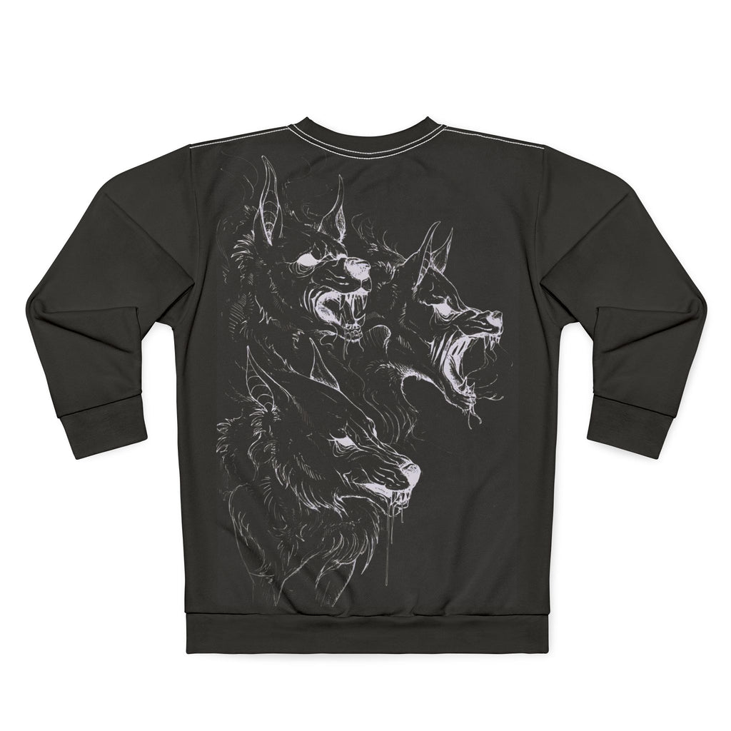 Wolf Pack Graphic Sweatshirt — Triple Howling Wolves All-Over Print