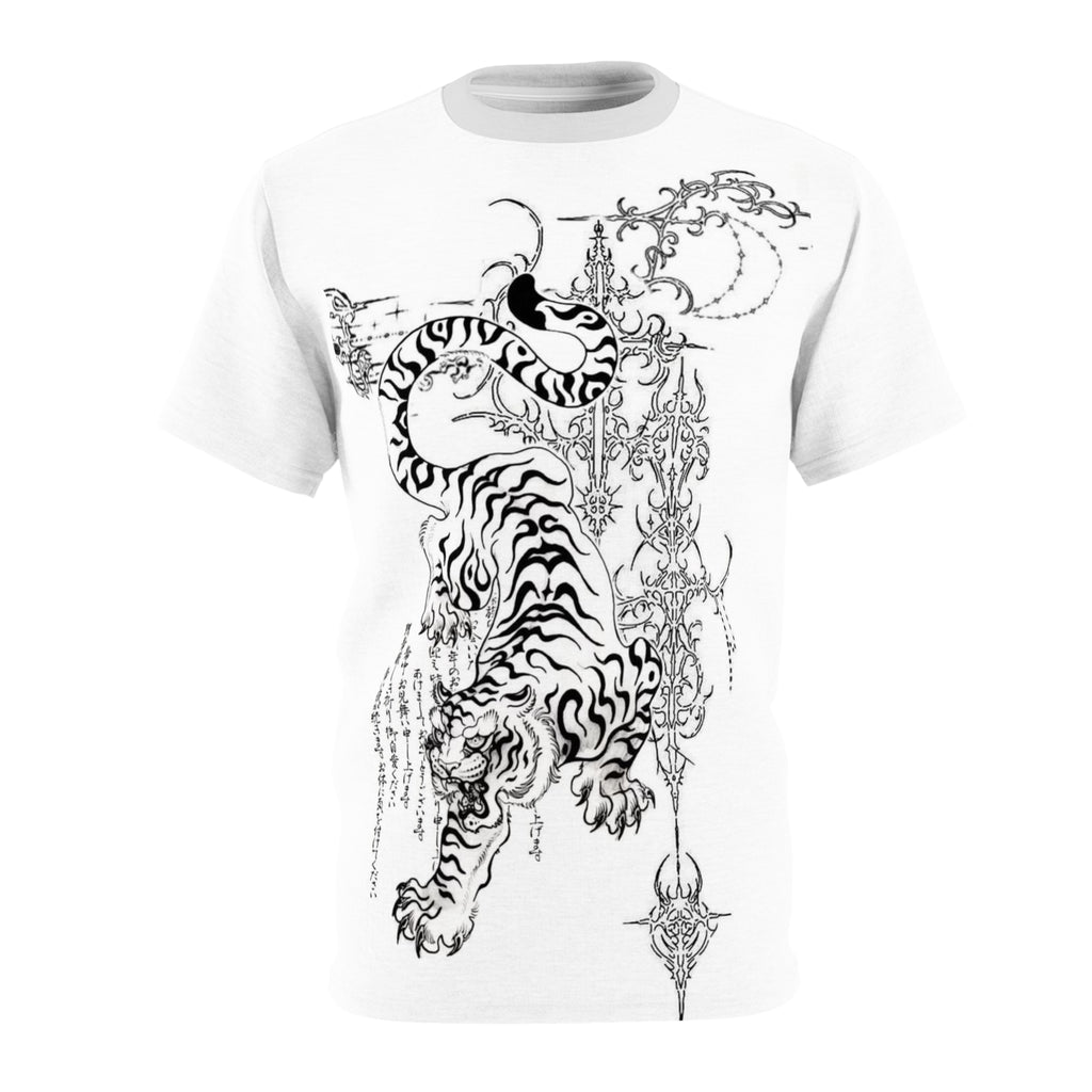 Tiger Japanese Tattoo Tee — Black Ink Asian-Inspired Graphic T-Shirt