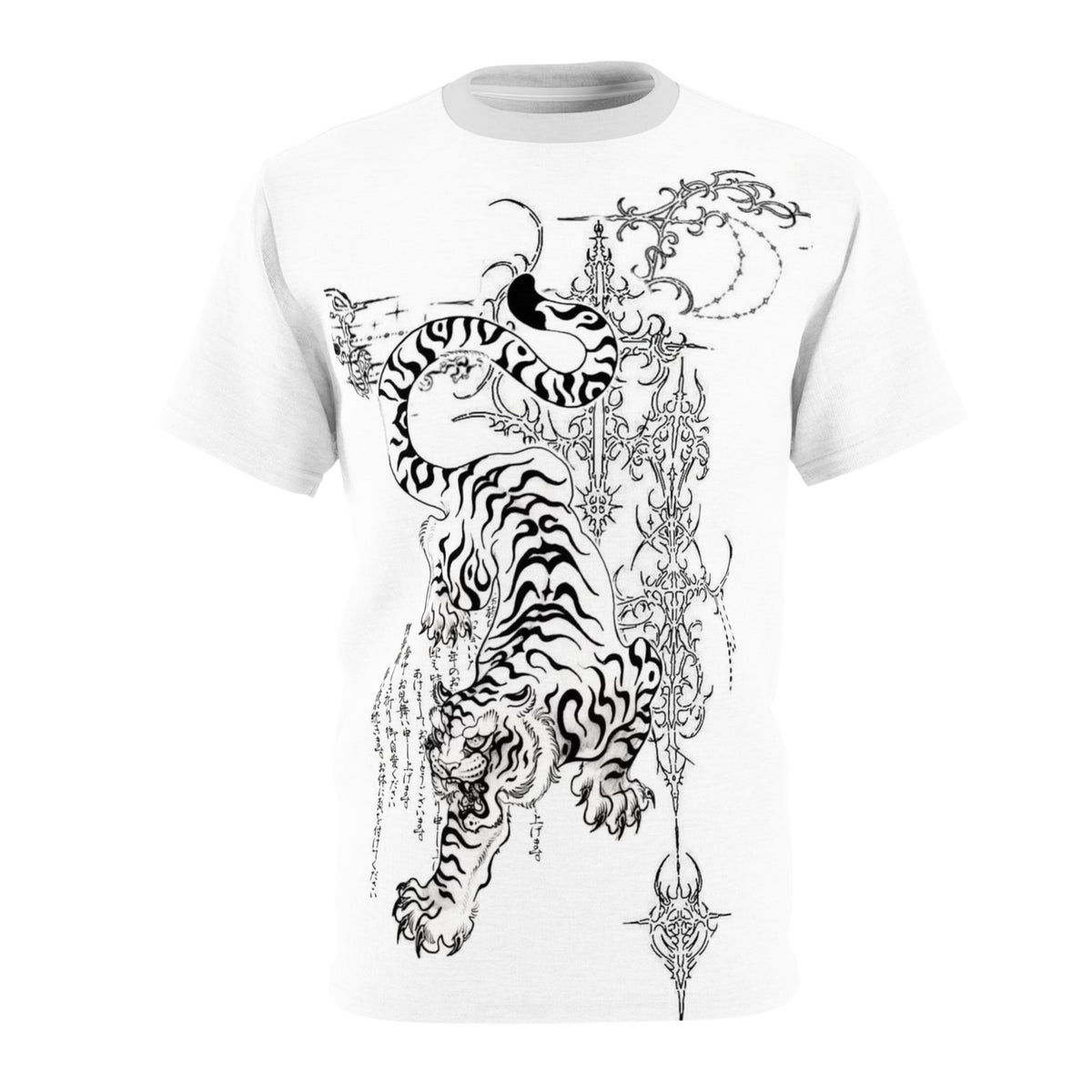 Tiger Japanese Tattoo Tee — Black Ink Asian-Inspired Graphic T-Shirt