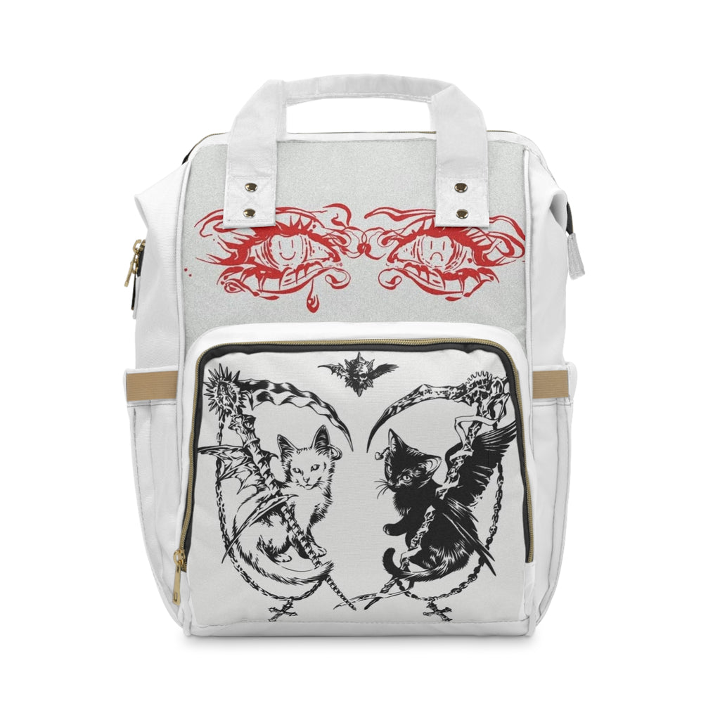 Gothic Cat Diaper Backpack — Multifunctional Baby Bag with Dark Fantasy Design