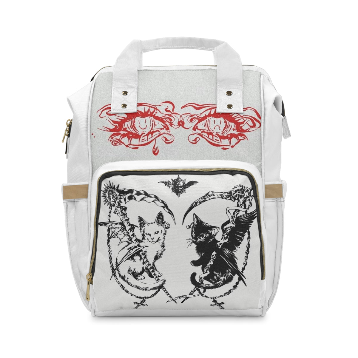 Gothic Cat Diaper Backpack — Multifunctional Baby Bag with Dark Fantasy Design