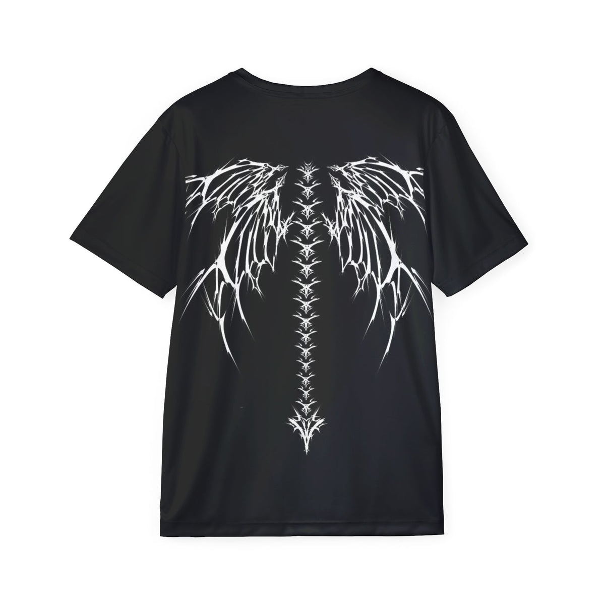 Men's Black Gothic Wing Sports Jersey — White Spine & Tribal Side Design