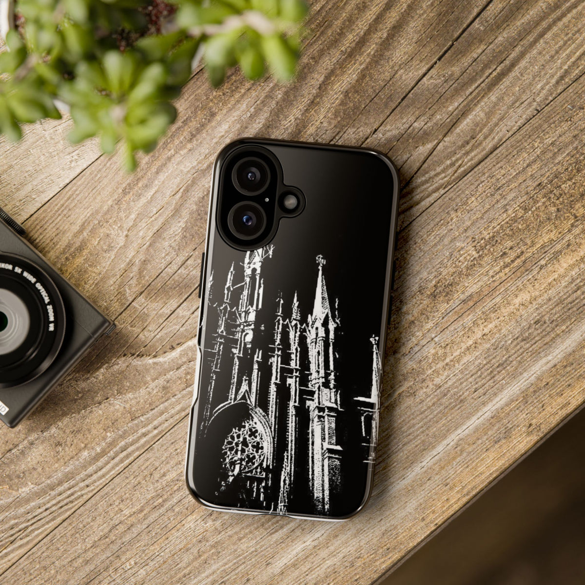 Gothic Cathedral Tough Phone Case — Black & White Architectural iPhone Cover