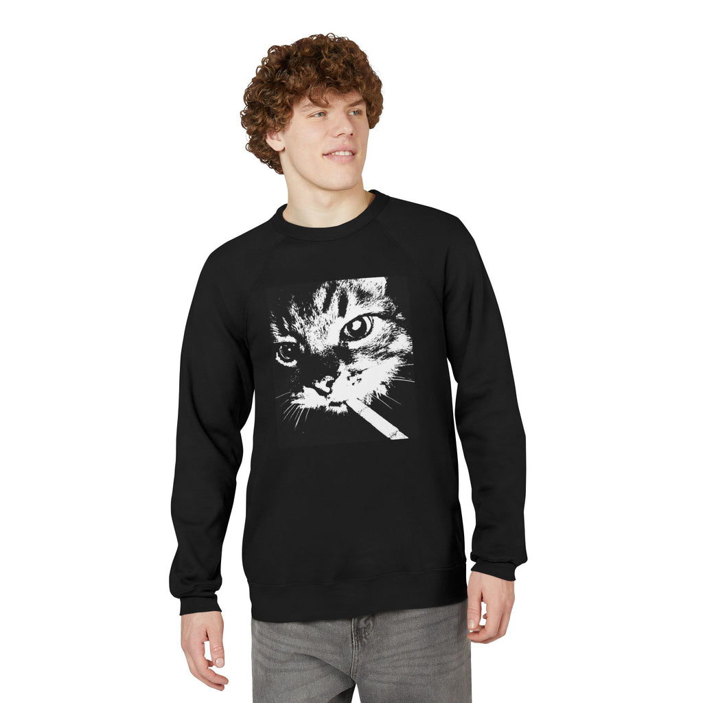 Cat Smoking Graphic Sweatshirt — Retro Noir Kitten Pullover