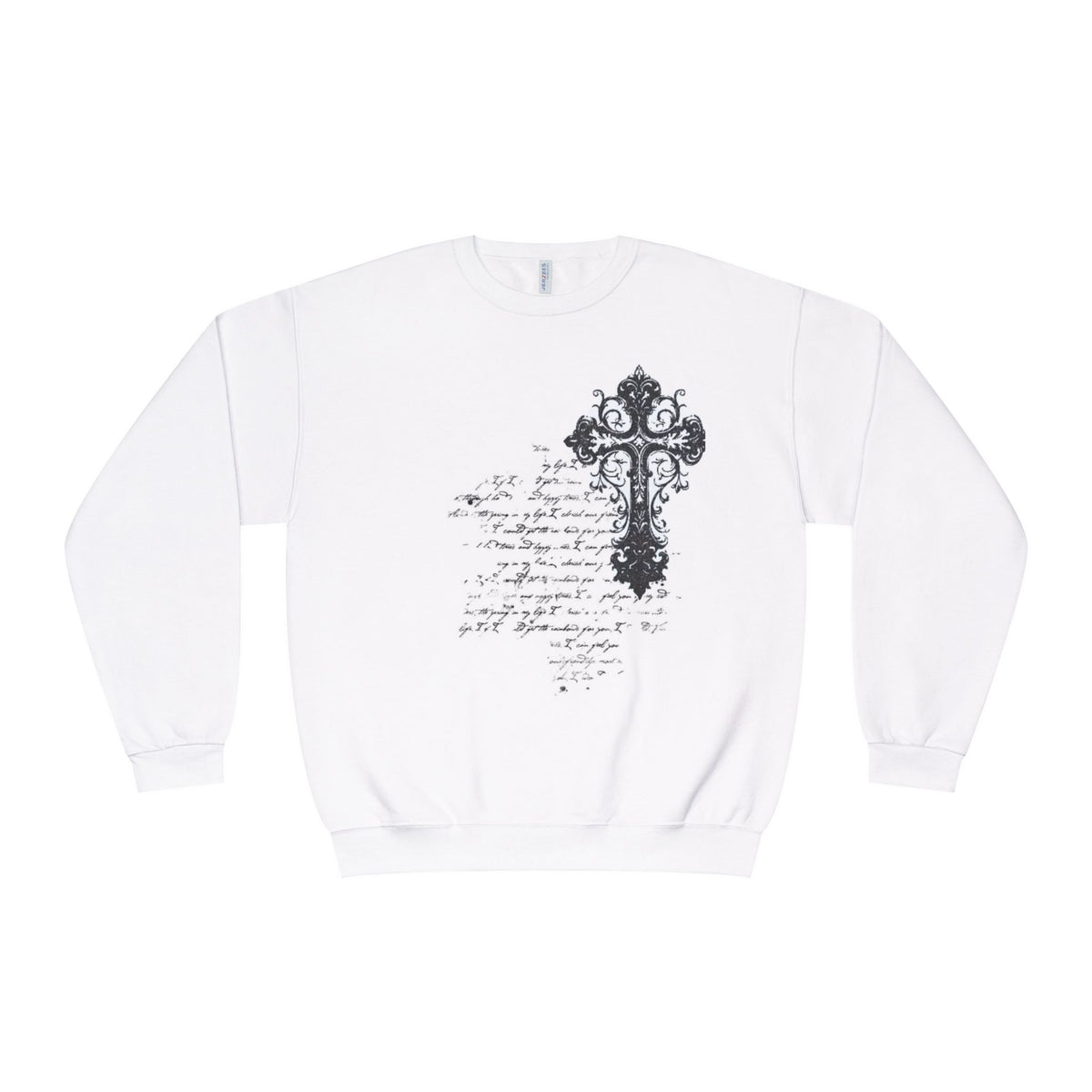 Religious Cross Script Crewneck Sweatshirt