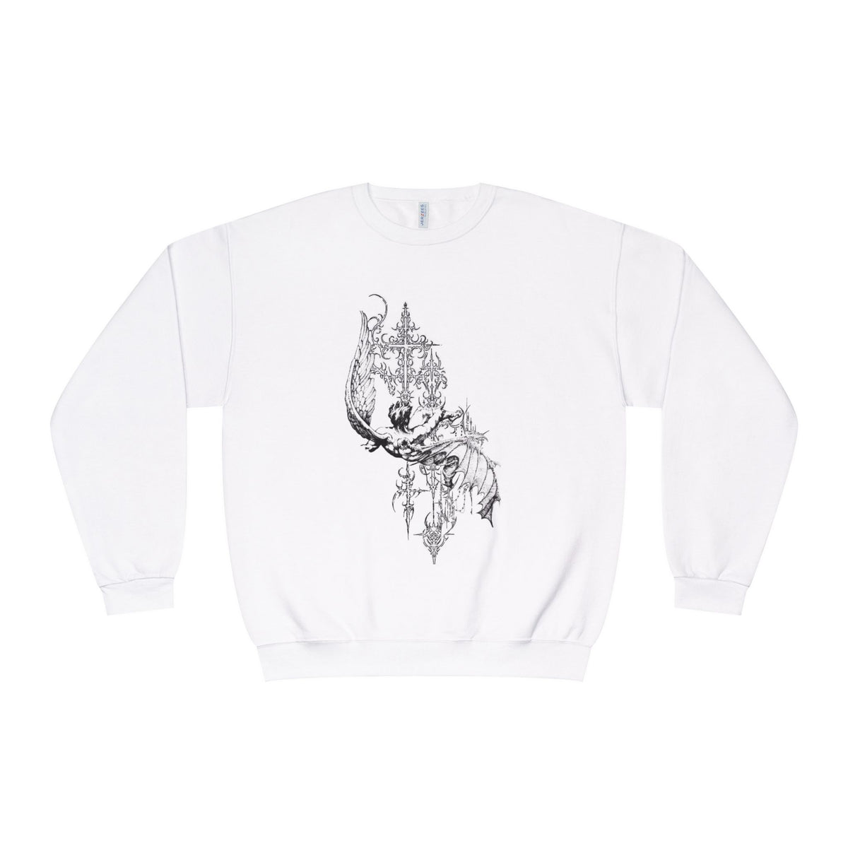 Mystic Skull Crewneck Sweatshirt — Gothic Moon & Ornate Skull Graphic