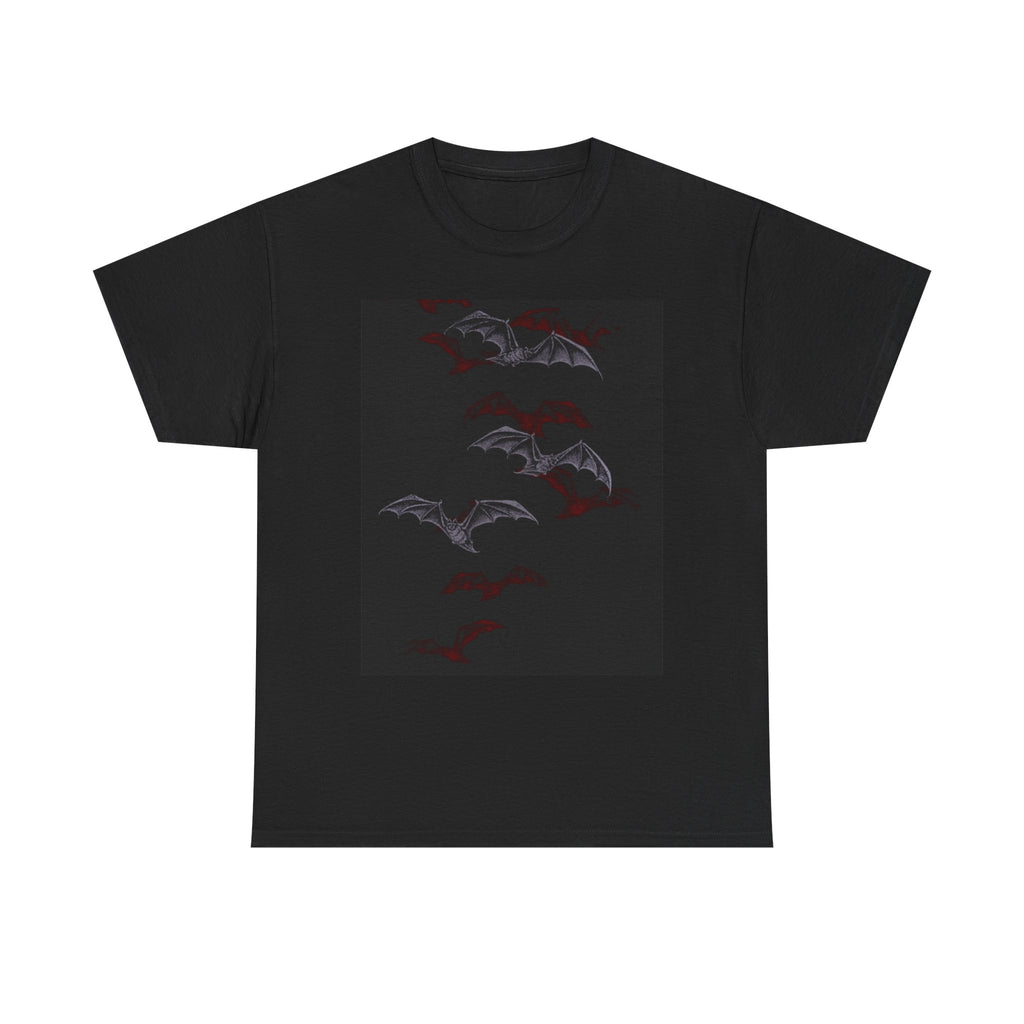 Gothic Bat & Red Rose Graphic Tee