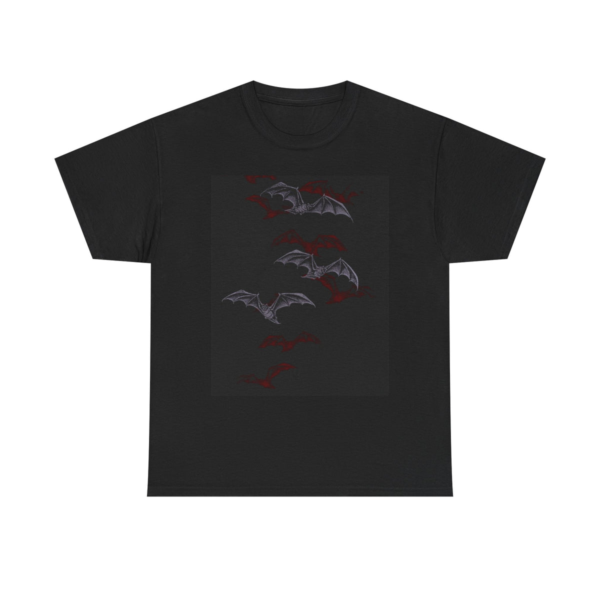 Gothic Bat & Red Rose Graphic Tee