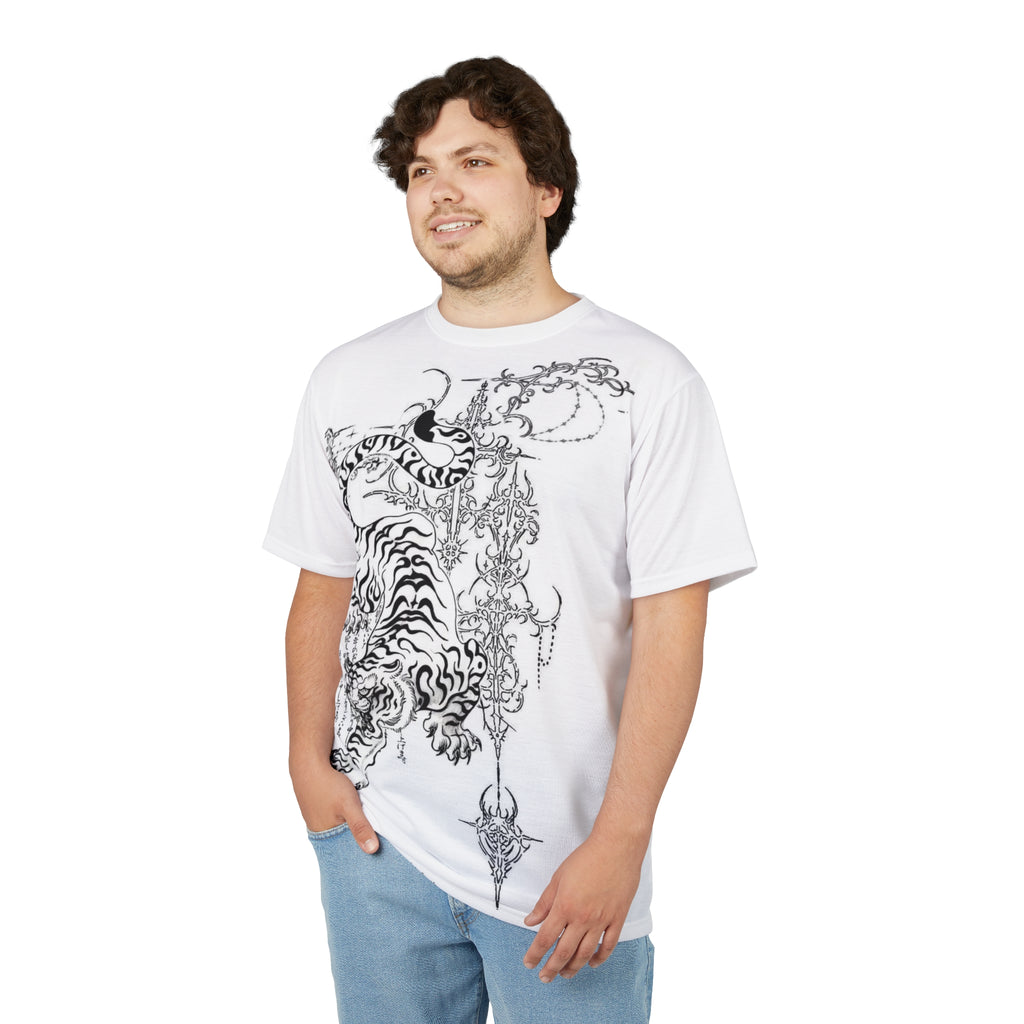 Tiger Japanese Tattoo Tee — Black Ink Asian-Inspired Graphic T-Shirt