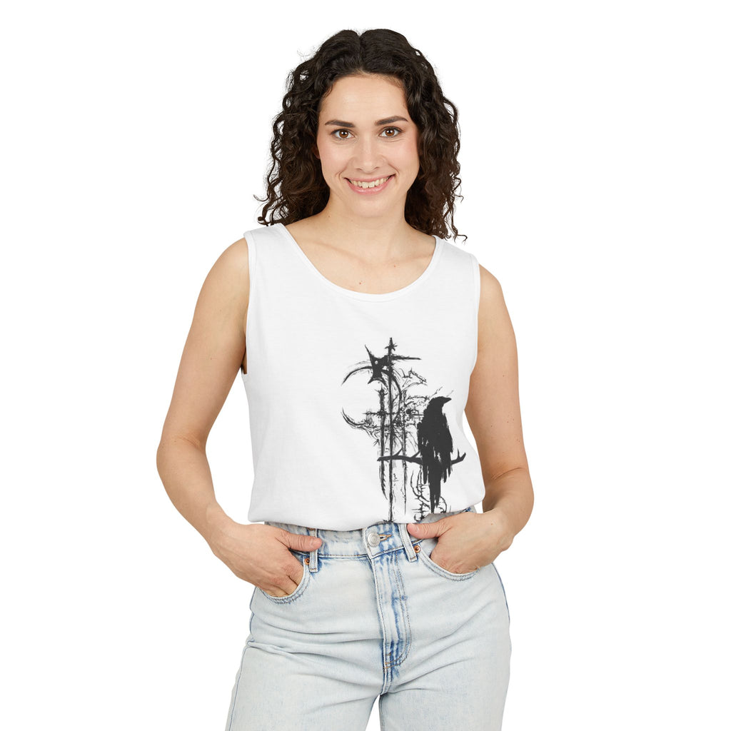 Raven Grunge Tank Top — Gothic Crow Artwork Summer Tee