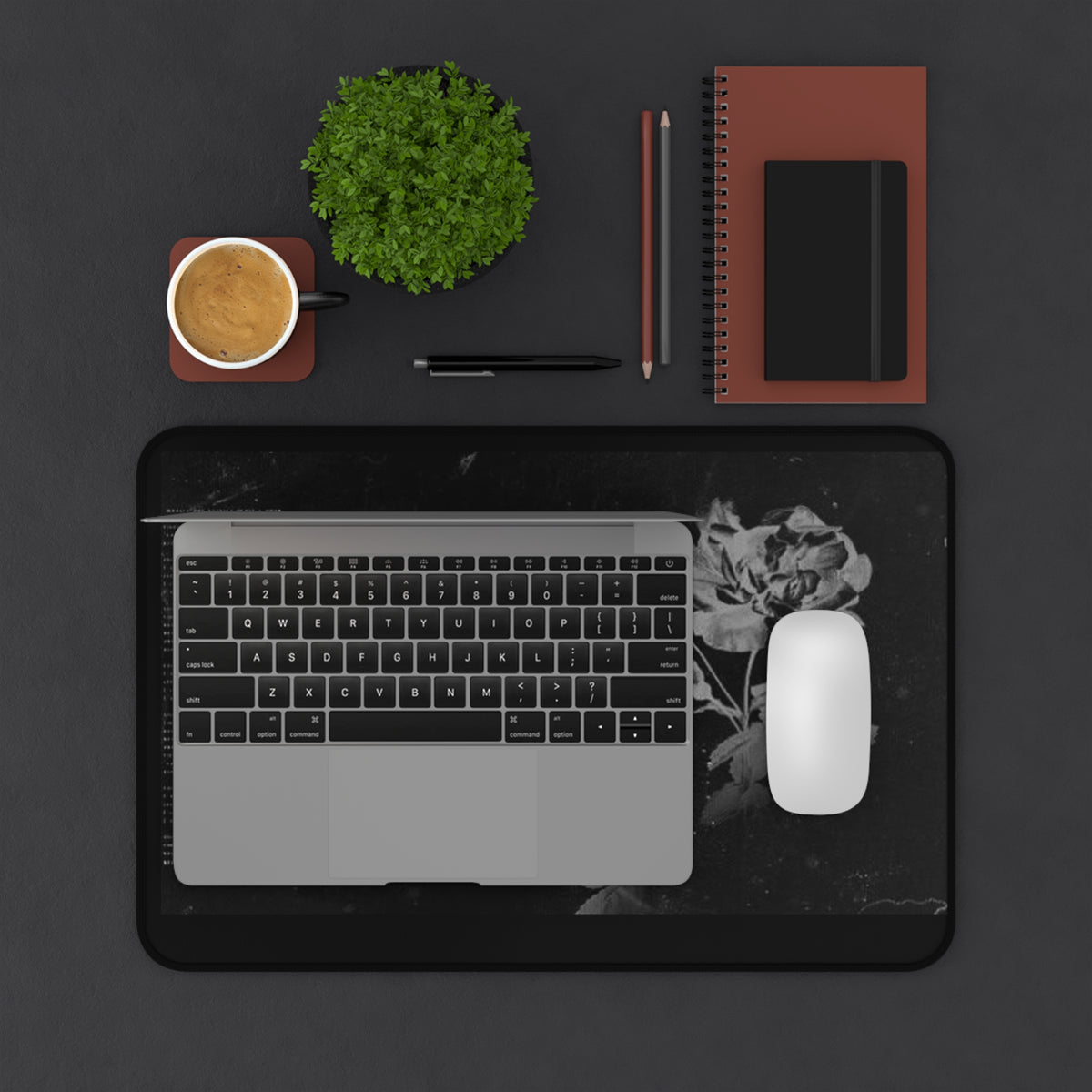 Gothic Rose Desk Mat — Dark Floral Gaming & Office Mouse Pad