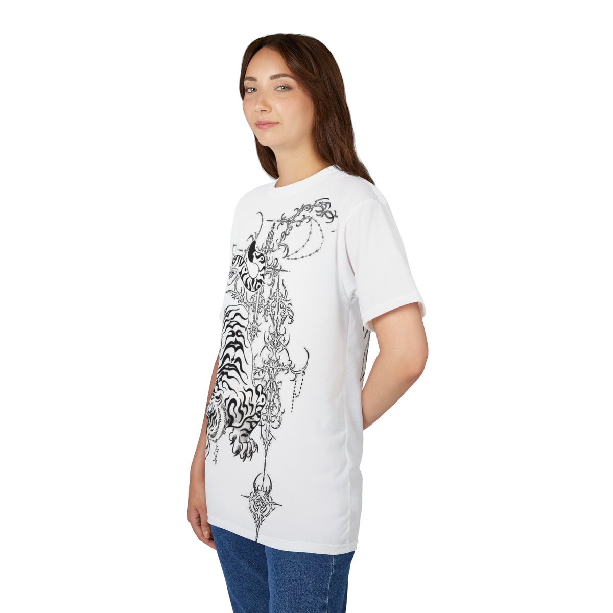 Tiger Japanese Tattoo Tee — Black Ink Asian-Inspired Graphic T-Shirt