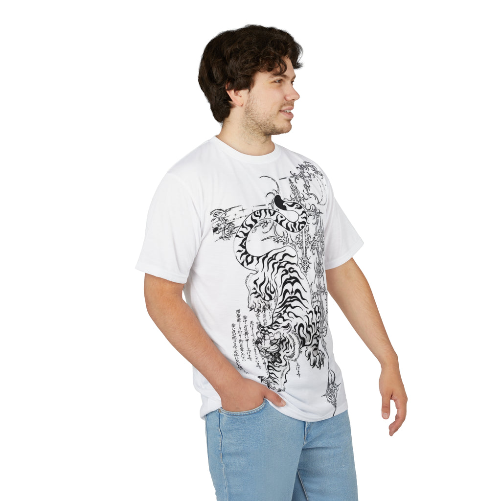Tiger Japanese Tattoo Tee — Black Ink Asian-Inspired Graphic T-Shirt