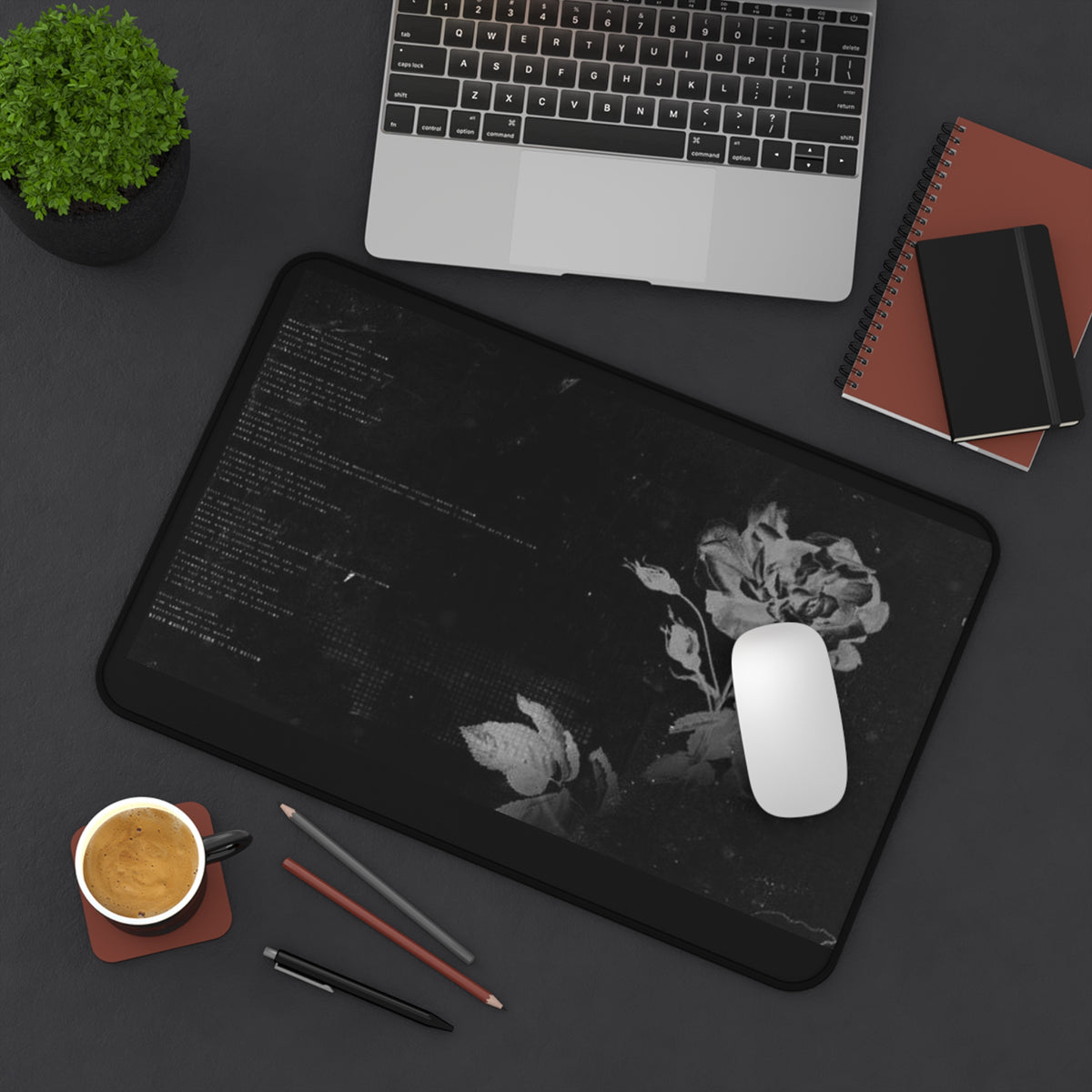 Gothic Rose Desk Mat — Dark Floral Gaming & Office Mouse Pad