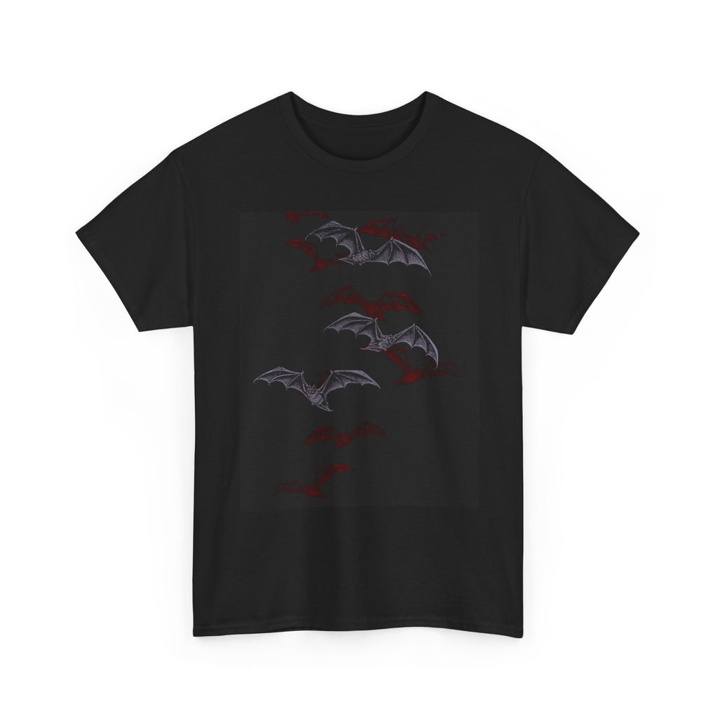 Gothic Bat & Red Rose Graphic Tee
