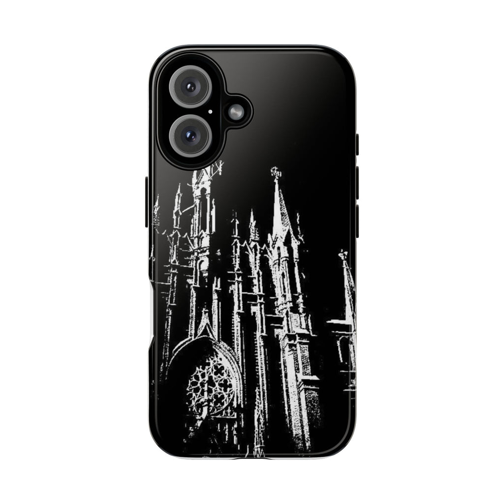 Gothic Cathedral Tough Phone Case — Black & White Architectural iPhone Cover