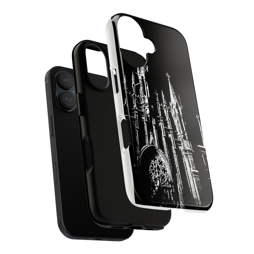 Gothic Cathedral Tough Phone Case — Black & White Architectural iPhone Cover